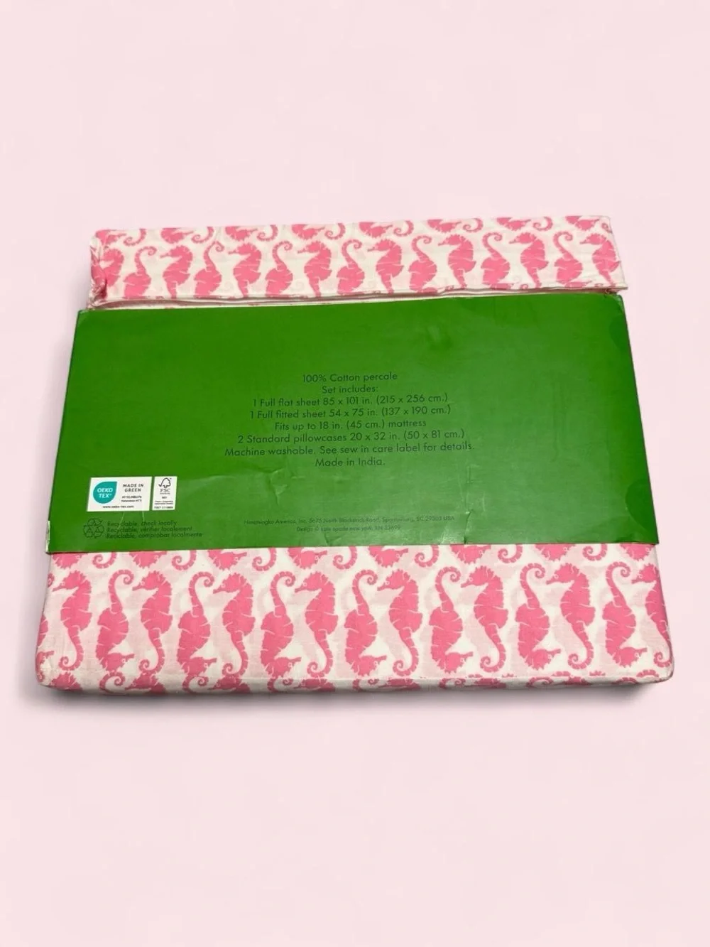 kate spade Pink Seahorse Full Sheet Set - Rare Hard To Find